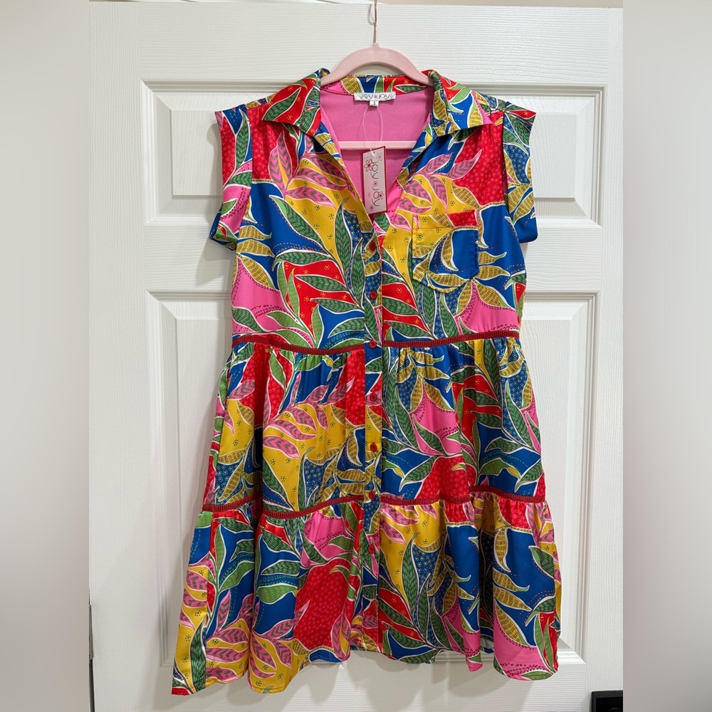 Women’s joy joy pocketed tiered shirt dress